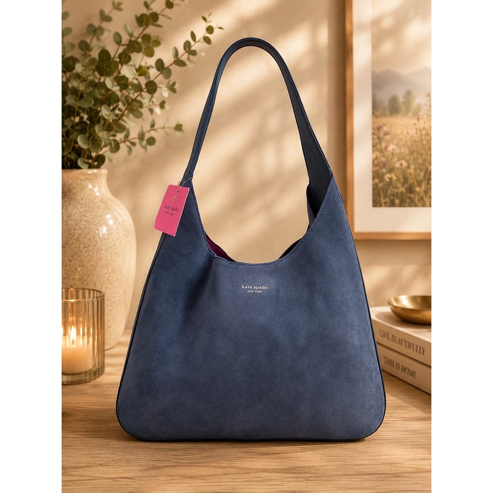 Kate Spade Rita Suede Medium Hobo Bag Blue PXRUA378